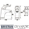 Bristan Java Eco Basin Mixer Clicker Waste Tap Dimensions